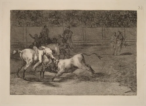 Mariano Ceballos, alias el Indio, mata el toro desde su caballo (Mariano Ceballos, Alias the Indian, Kills the Bull from His Horse) by Francisco Goya, portfolio, 1816