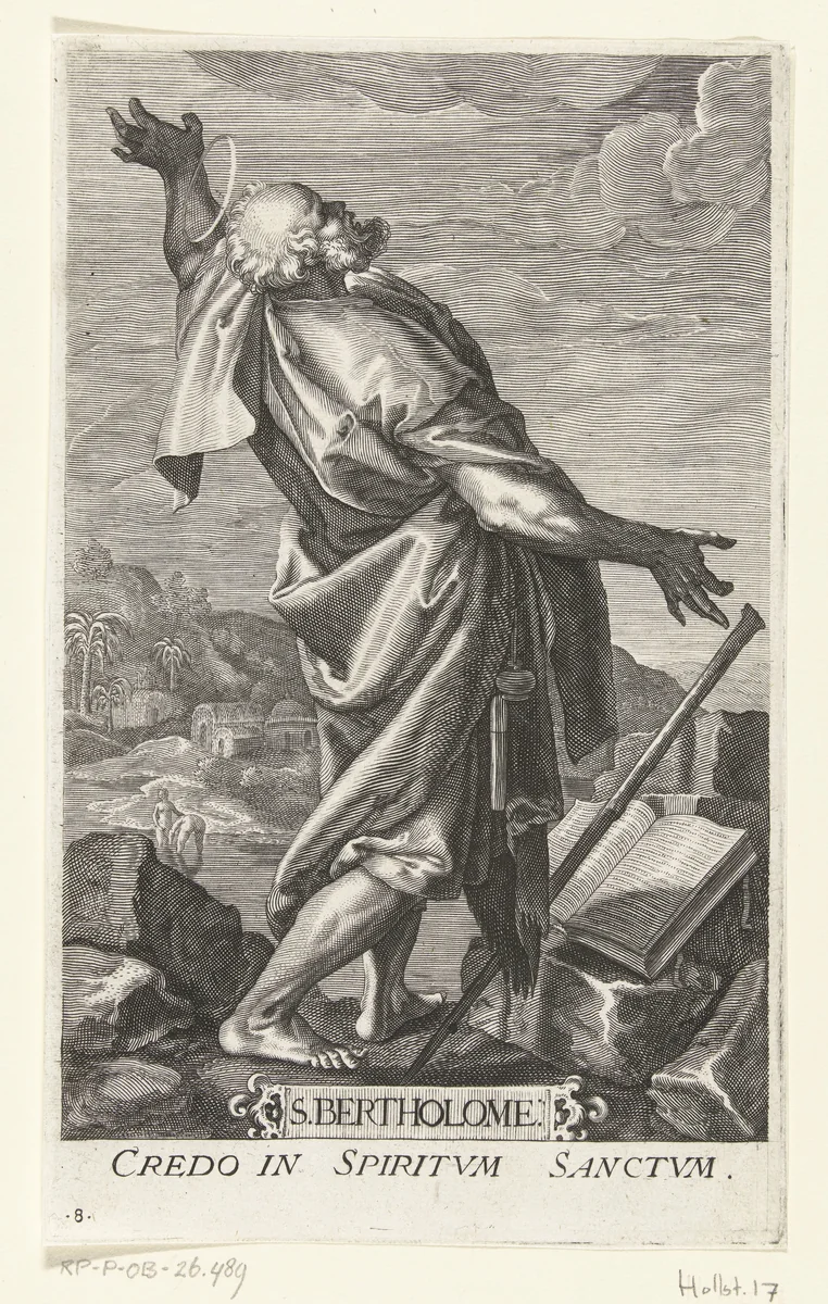 Apostel Bartolomeüs by Johan Barra, print, 1591-1629
