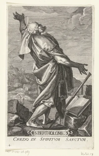 Apostel Bartolomeüs by Johan Barra, print, 1591-1629