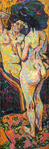 Two Nudes [obverse] by Ernst Ludwig Kirchner, painting, 1907