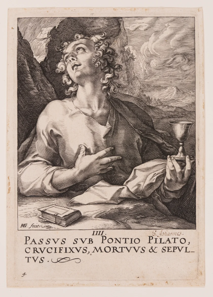 St John, from Christ, the Apostles and St Paul with the Creed by Hendrick Goltzius, print, 1589