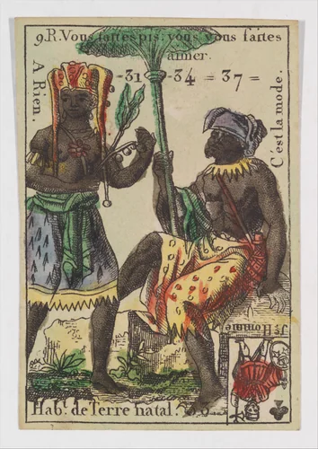 Hab.t de Terre natal, from the playing cards (for quartets) "Costumes des Peuples Étrangers" by anonymous, print, 1700-1799