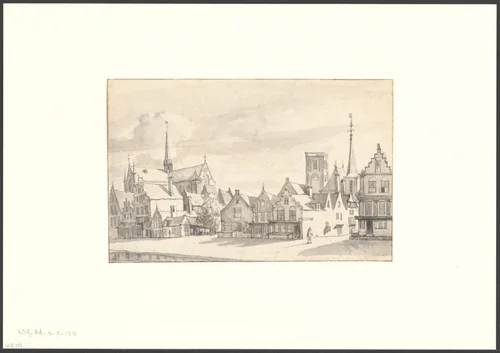 Gezicht op de Nieuwezijds Voorburgwal by Gerrit Lambertsz, drawing, 1644-1667