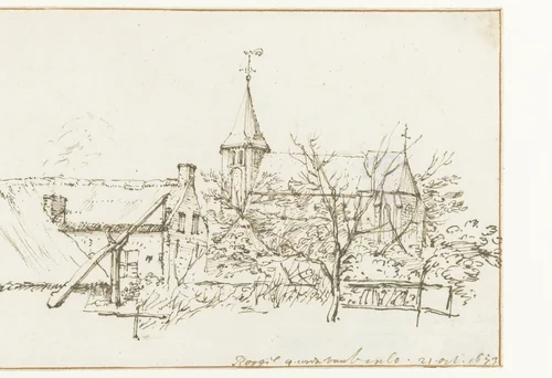 Gezicht op Roggel by Constantijn Huygens, drawing, 1673