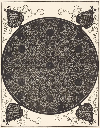 The Fourth Knot (combining seven circular groups of knots with black centers) by Albrecht Dürer, print, 1506-1507