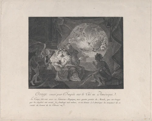Orage causé par l'Impôt sur le Thé en Amérique by anonymous, print, 1778