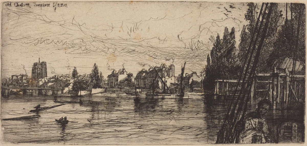 Old Chelsea (Old Chelsea Church) by Francis Seymour-Haden, print, 1865