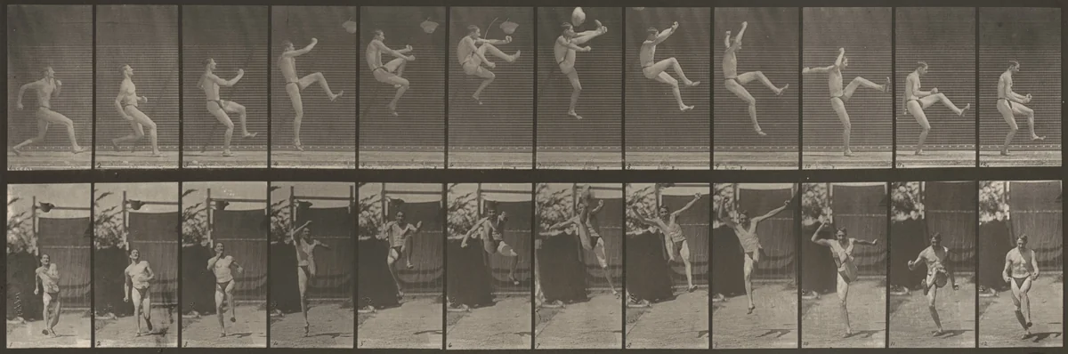 Plate Number 366. Running, hitch and kick by Eadweard Muybridge, photograph, 1887