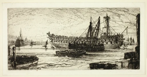 Breaking Up of The Agamenon by Francis Seymour-Haden, print, 1870