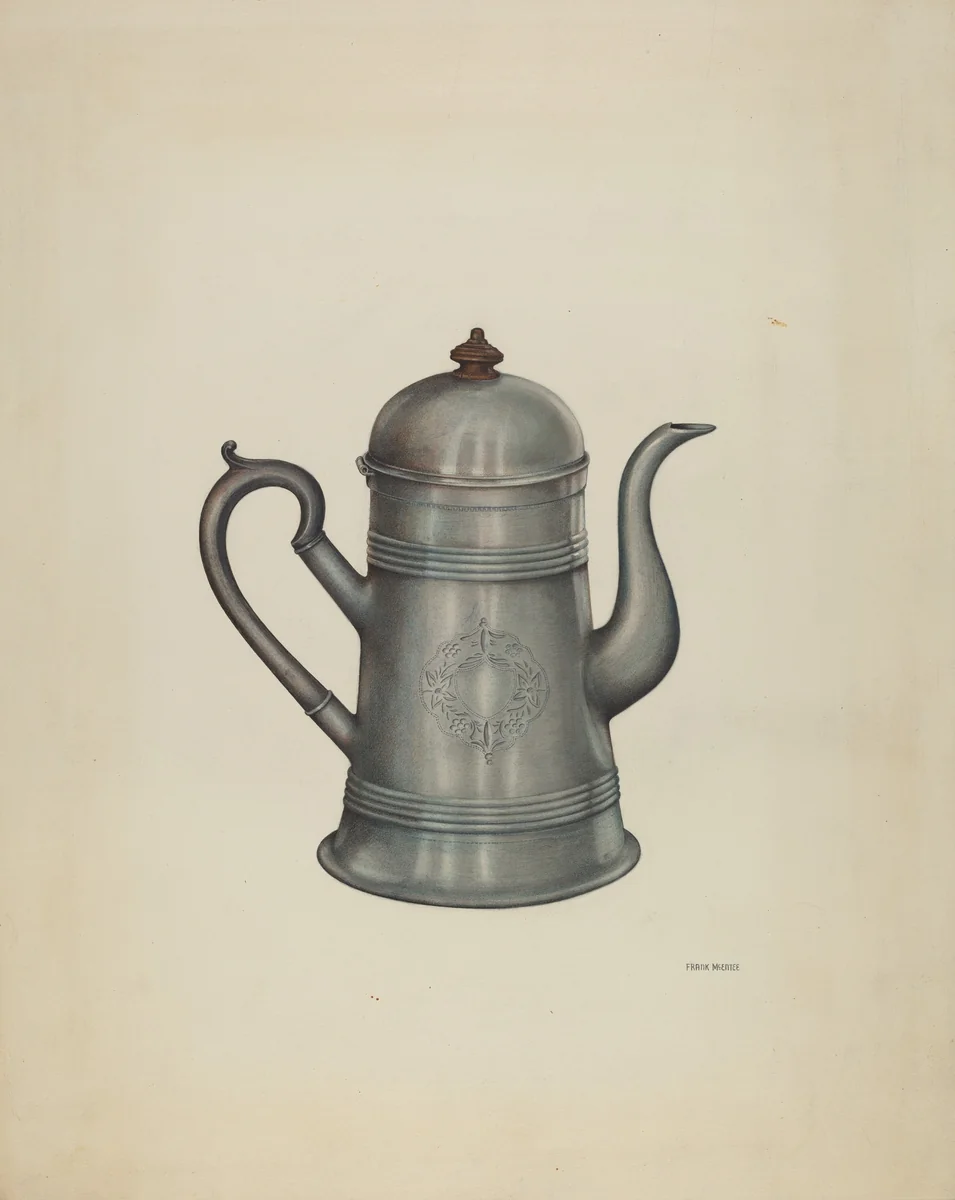 Coffee Pot by Frank McEntee, index of american design, 1935-1942