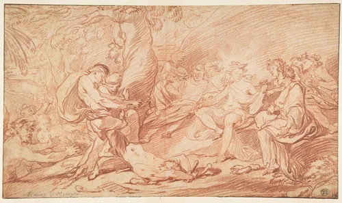 The Flaying of Marsyas by François van Loo, drawing, 1708-1732