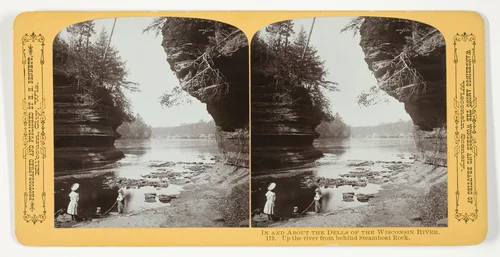 Up the river from behind Steamboat Rock, No. 119 from the series "In and About the Dells of the Wisconsin River" by Henry Hamilton Bennett, photograph, 1870-1908