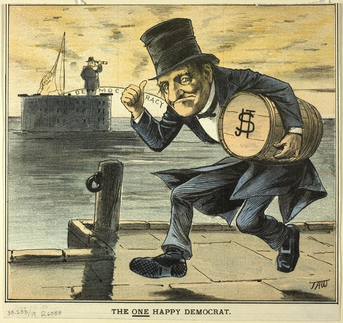 The One Happy Democrat, from Puck by James A. Wales, print, 1871-1886