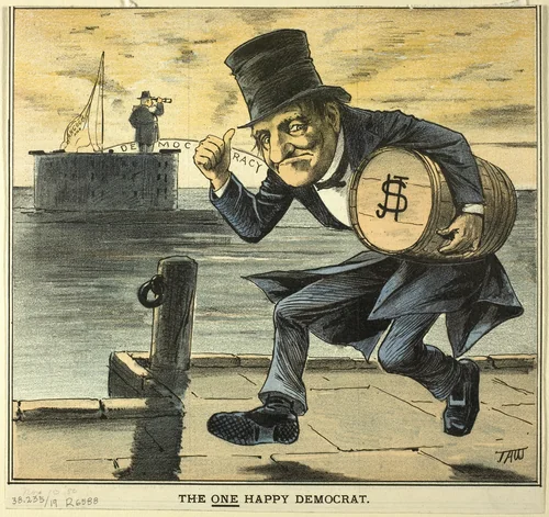 The One Happy Democrat, from Puck by James A. Wales, print, 1871-1886