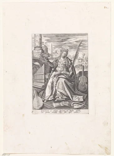 Heilige Caecilia by Unknown, print, 1583-1587
