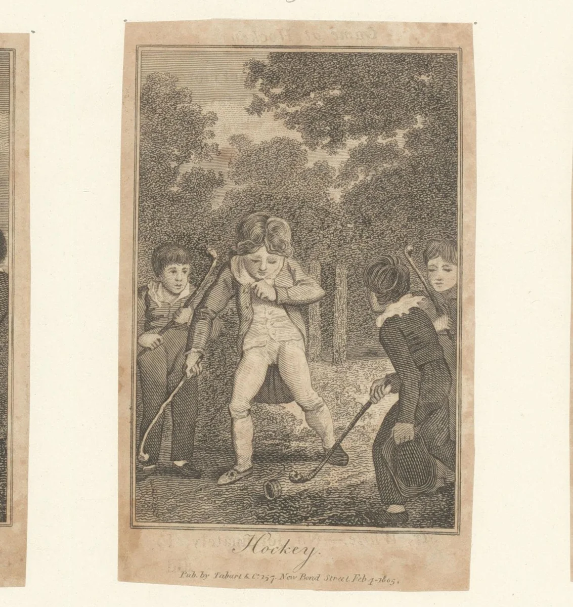 Kinderen spelen hockey by anonymous, print, 1812