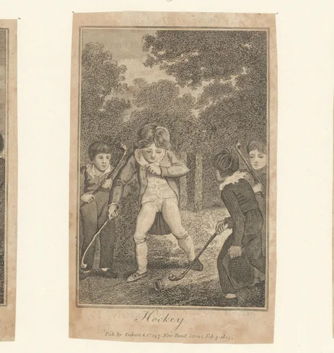 Kinderen spelen hockey by anonymous, print, 1812