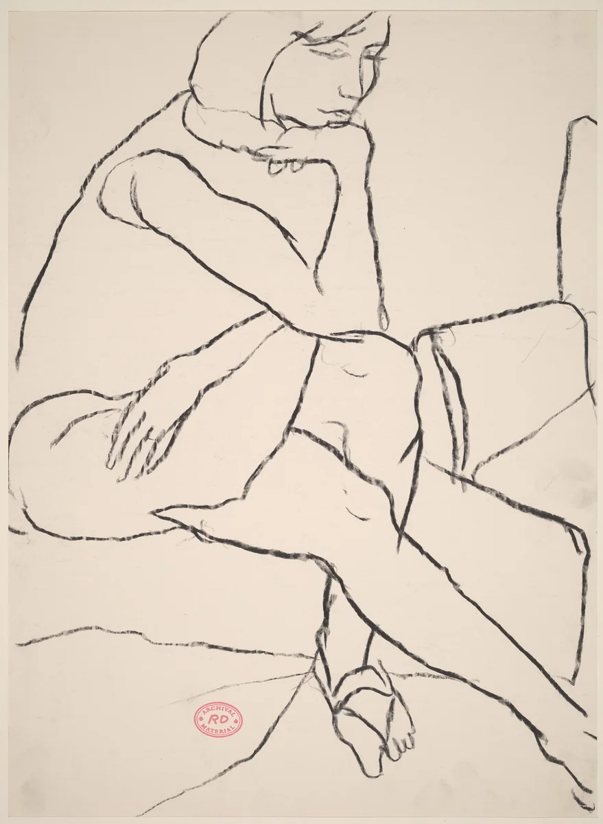 Untitled [seated woman in sandals] by Richard Diebenkorn, drawing, 1955-1967