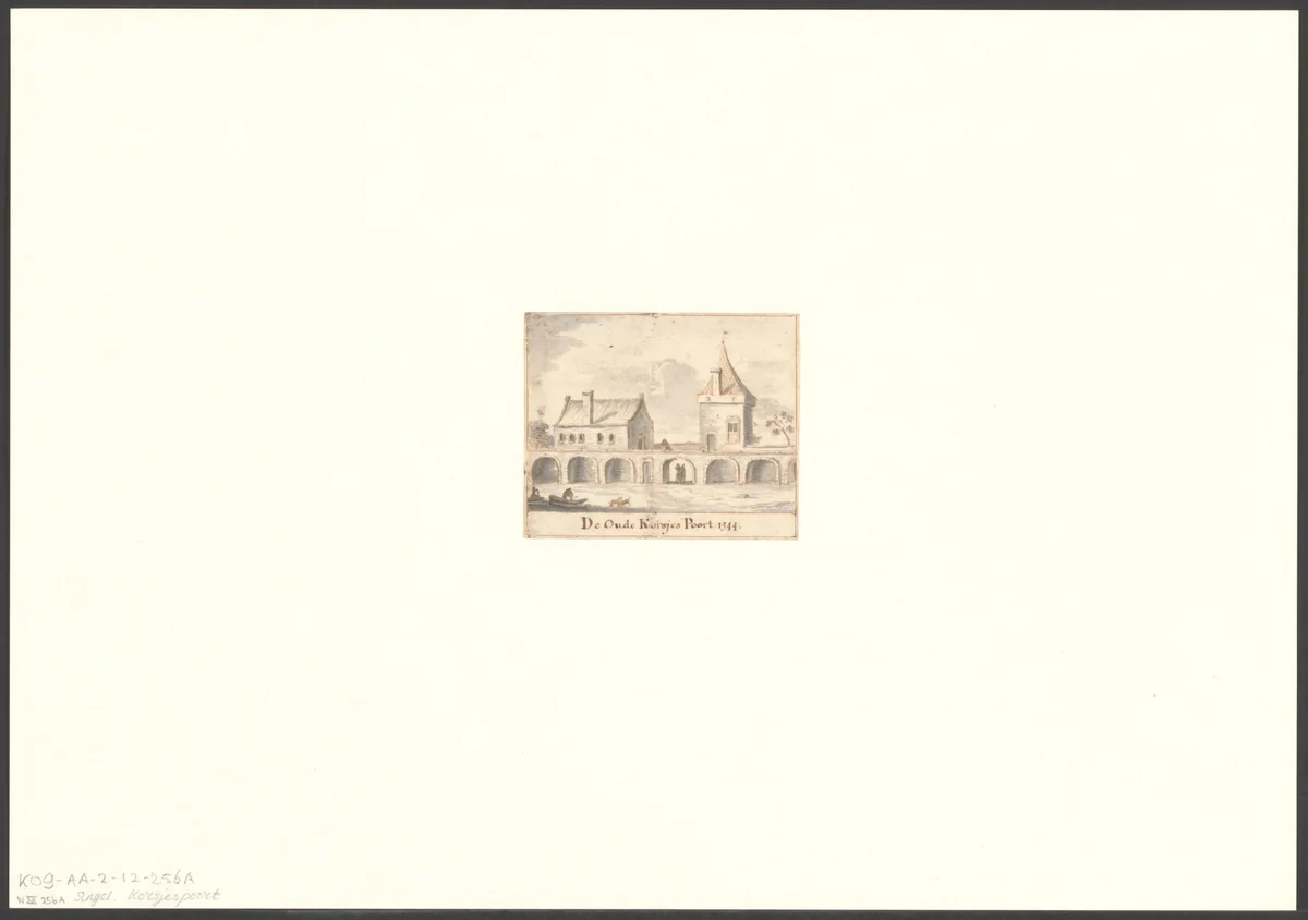Gezicht op de Korsjespoort by anonymous, drawing, 1723-1799