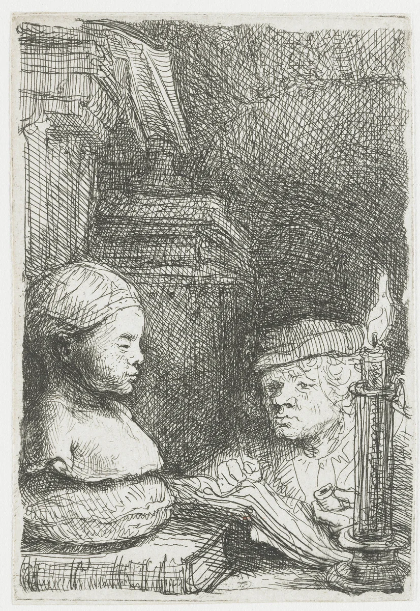 Man Drawing from a Plaster Cast by Rembrandt van Rijn, print, 1641
