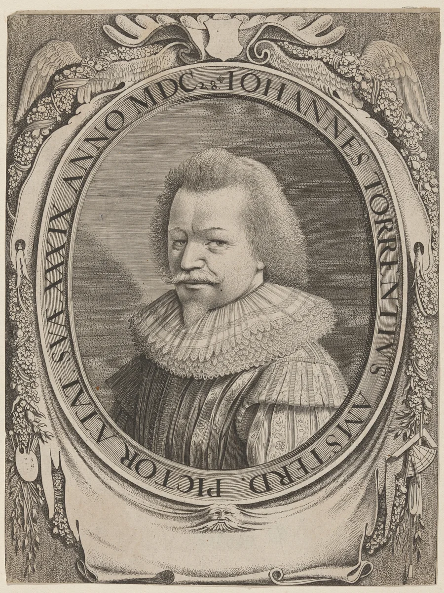 Johannes Torrentius, Dutch Painter by Jan van de Velde II; Simon van de Passe, print, 1628