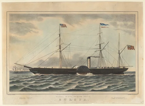 Royal Mail Steam Ship, Europa by Nathaniel Currier, print, 1849