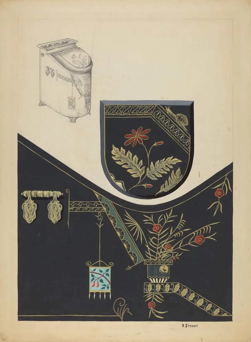 Japanned Coal Scuttle by Robert Stewart, index of american design, 1935-1942
