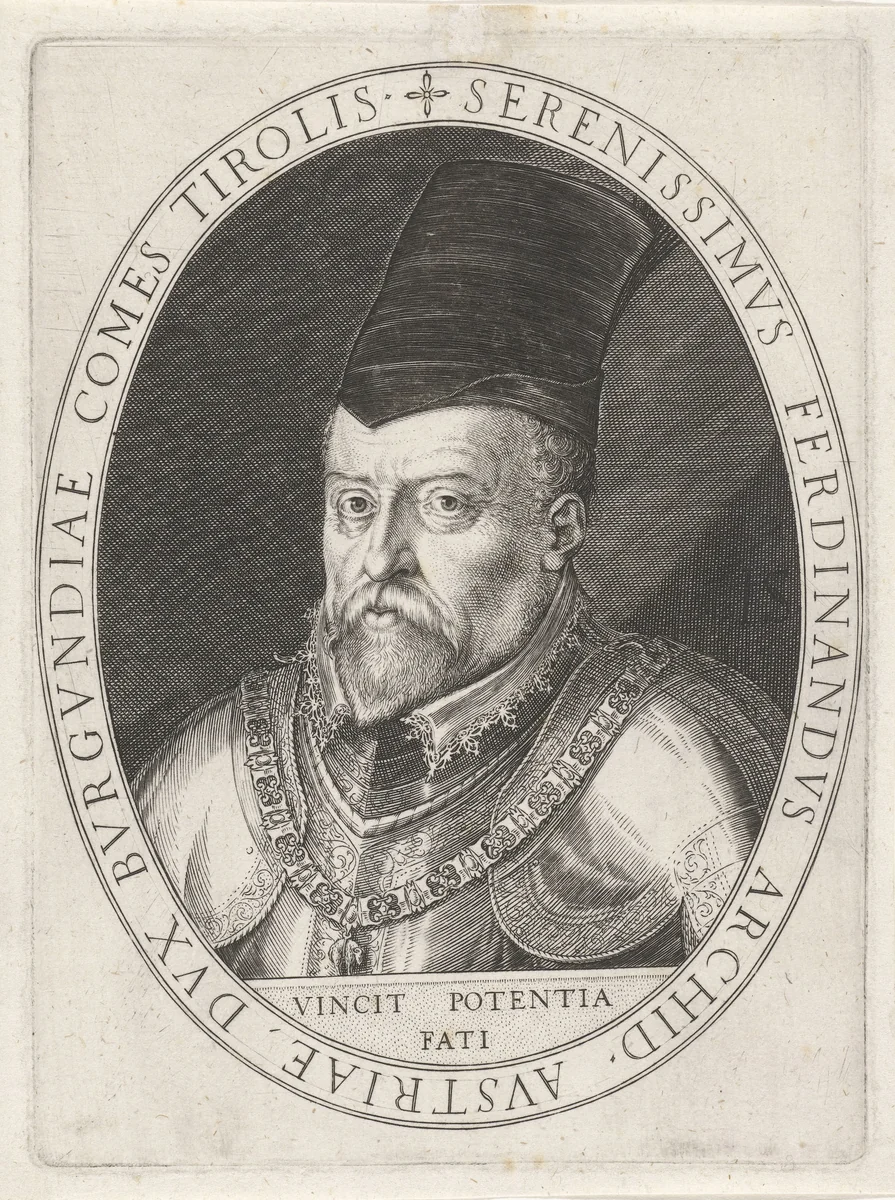 Portret van Ferdinand II van Tirol, aartshertog van Oostenrijk by Unknown, print, 1564-1600