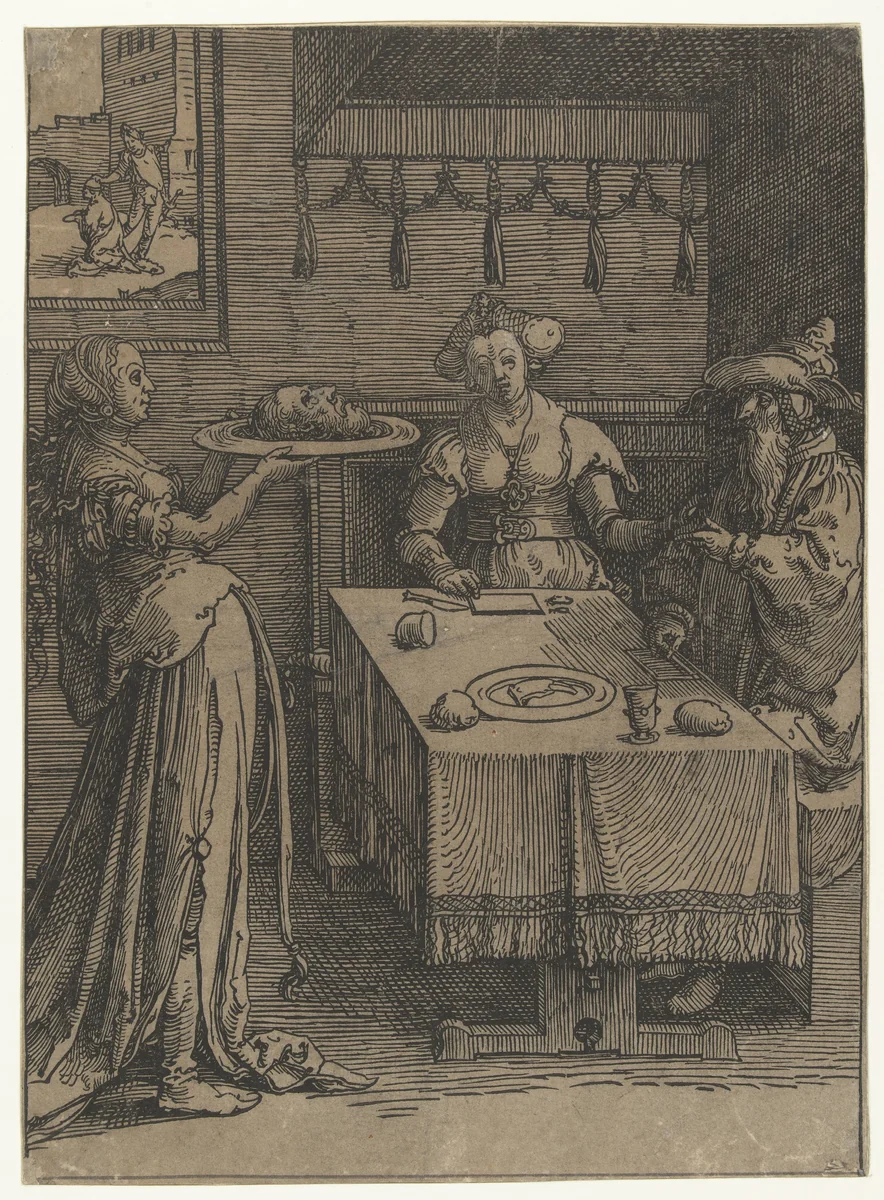 Salomé met het hoofd van Johannes de Doper by Lucas van Leyden, print, 1515-1519