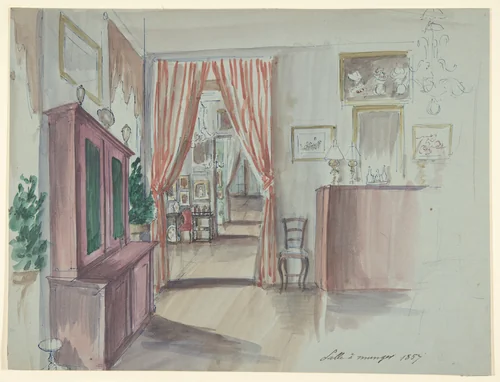 Drawing of an Interior: Salle à manger by anonymous, drawing, 1857
