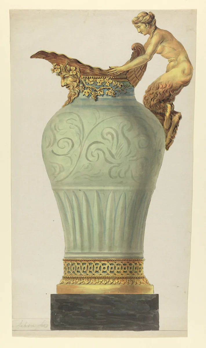 Drawing of a Chinese Celadon Vase with Gilt-Bronze Mounts by anonymous, drawing, 1782