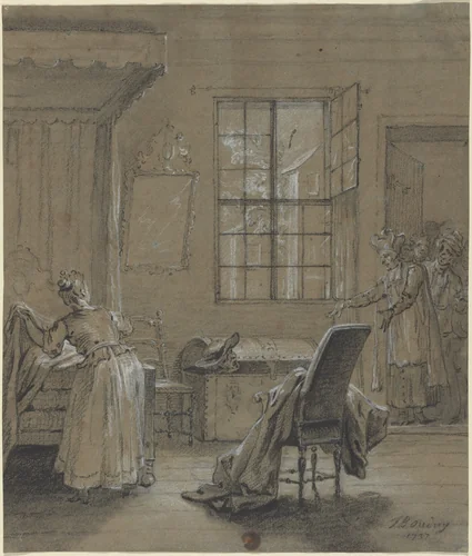 Ragotin dans le coffre by Jean-Baptiste Oudry, drawing, 1737