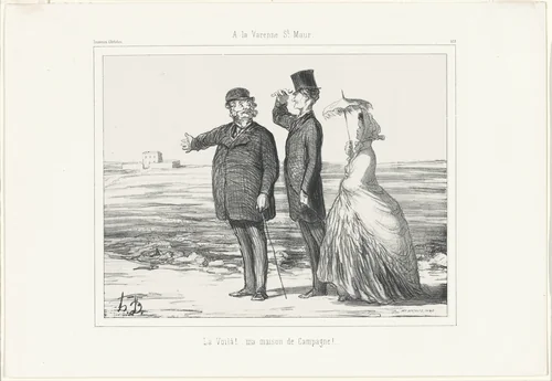 At Varenne, Saint-Maur. “There! My country house", plate 418 from Souvenirs d’artistes by Honoré-Victorin Daumier, print, 1862