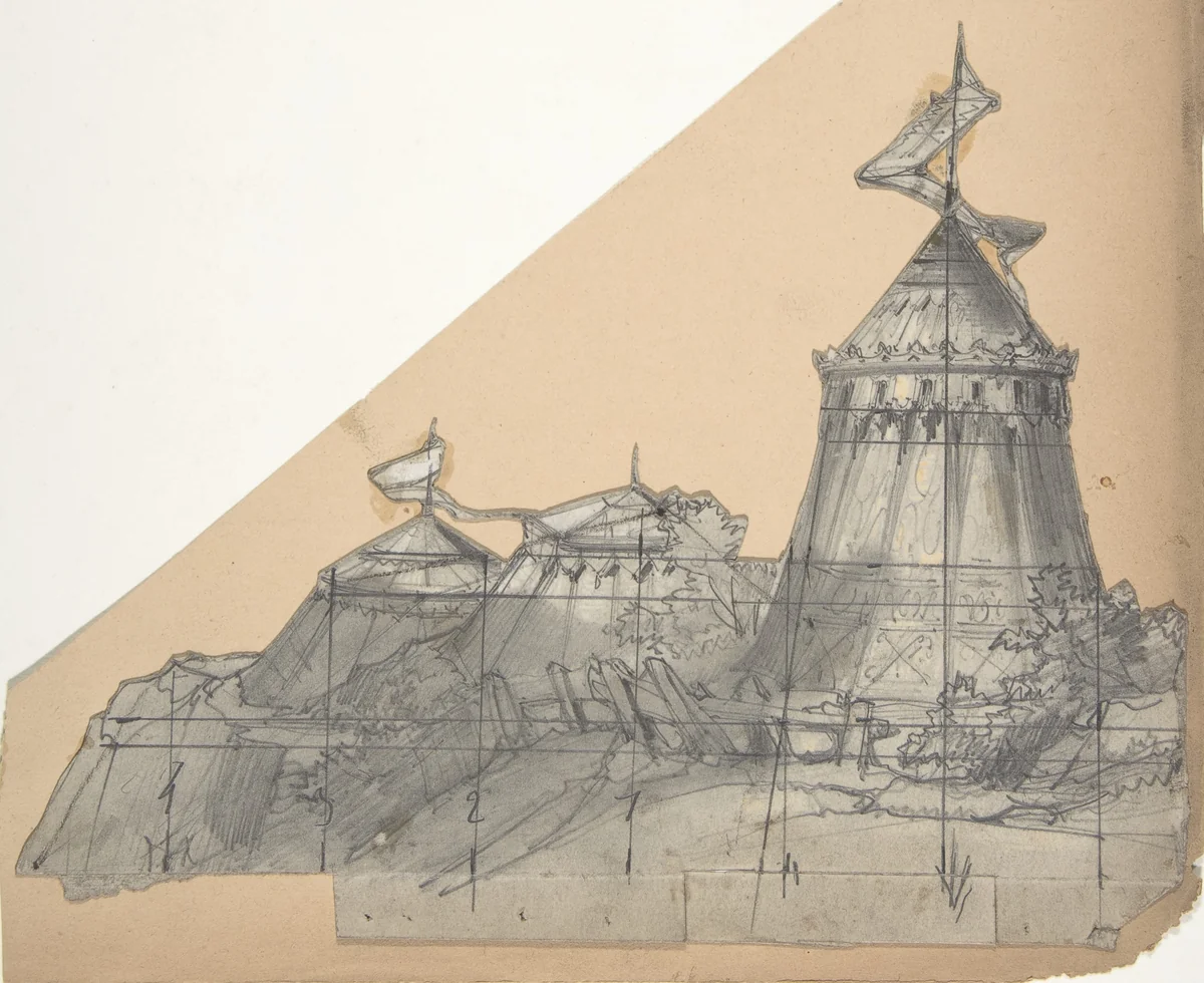 Design for a Stage Set at the Opéra, Paris: A Tent by Eugène Cicéri, drawing, 1830-1890