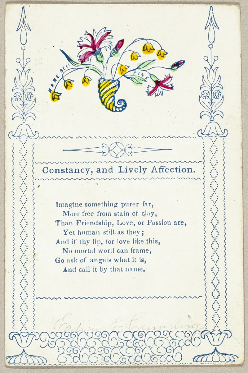 Constancy and Lively Affection (valentine) by Unknown Artist, other, 1860-1869
