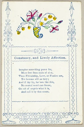 Constancy and Lively Affection (valentine) by Unknown Artist, other, 1860-1869