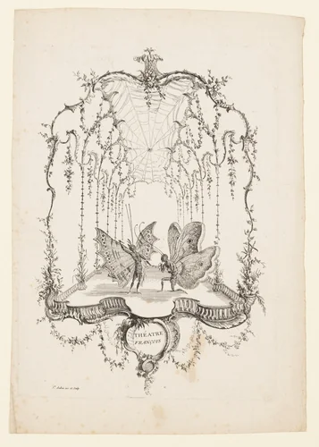 French Theatre (Théatre Français), from Essai de Papilloneries Humaines par Saint Aubin by Charles Germain de Saint-Aubin, print, 1751-1765