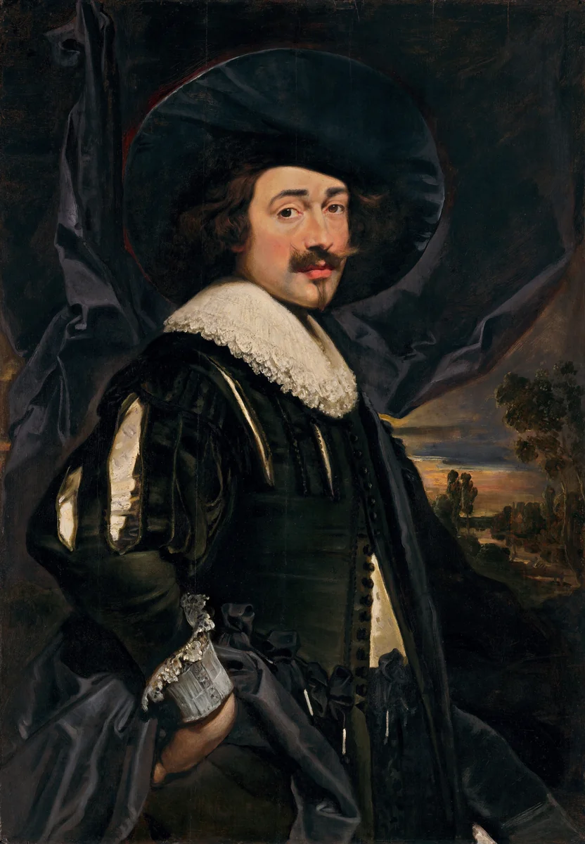 Portrait of a Man in a Wide-Brimmed Hat by Jan Cossiers, painting, 1630-1634