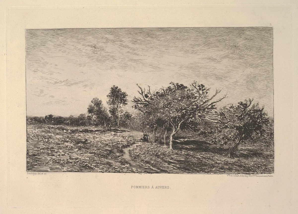 Pommiers à Auvers by Charles-François Daubigny, print, 1877