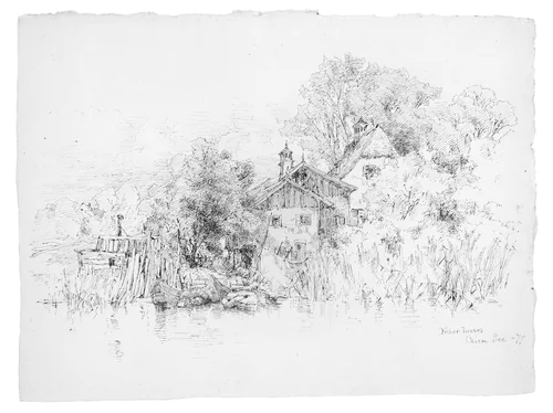 Fisher Houses, Chiem See, Germany by Andrew Fisher Bunner, artwork, 1877