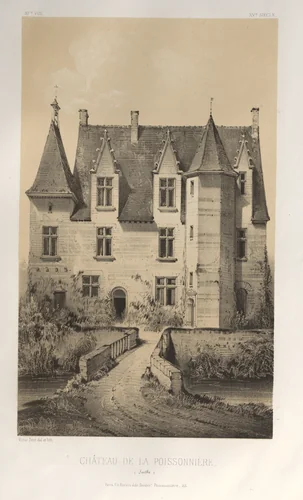 Architecture Pittoresque ou Monuments des XVeme. Et XVIeme. Siecles: Chateaux de France des XV et XVI Siecles: Pl. 57, Château De La Poissonnière (Sarthe) by Victor Petit, print, 1860