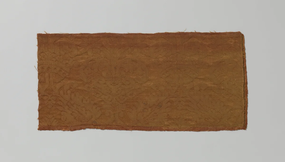 Fragment van rood zijdedamast by anonymous, textile, 1600-1699