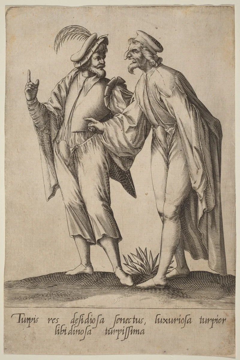 Turpis res desidiosa senectus... by Robert Boissard; Jean-Jacques Boissard, print, 1597