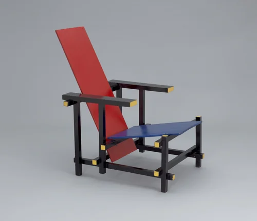 Red Blue Chair by Gerrit Rietveld, design, 1918