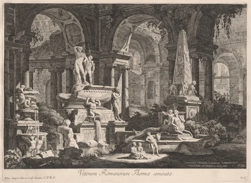 Veterum Romanorum Thermae semirutae by Pietro Gaspari; Giuseppe Lante, print, 1771