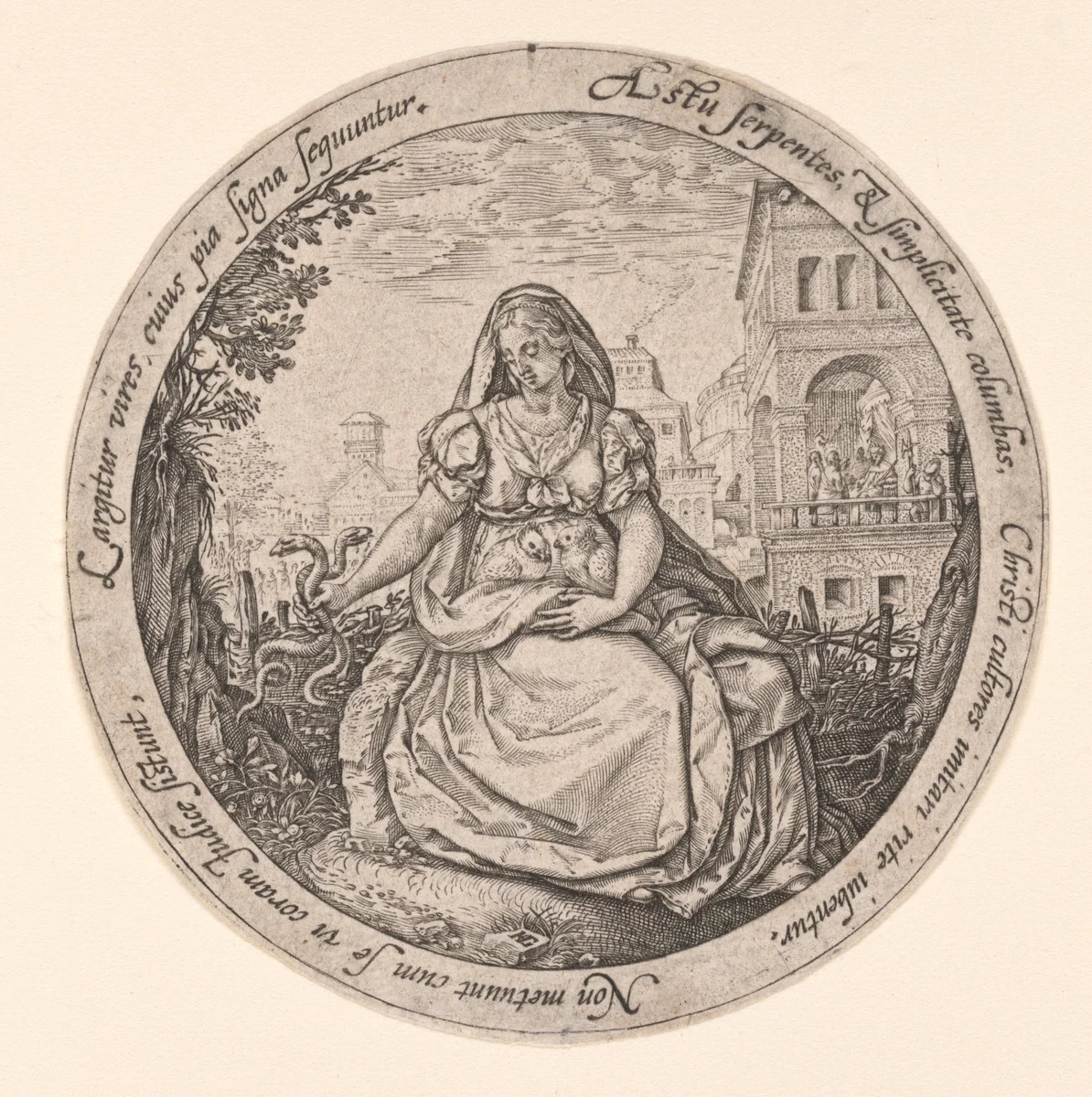 Allegory of Prudence by Hendrick Goltzius, print, 1580-1582