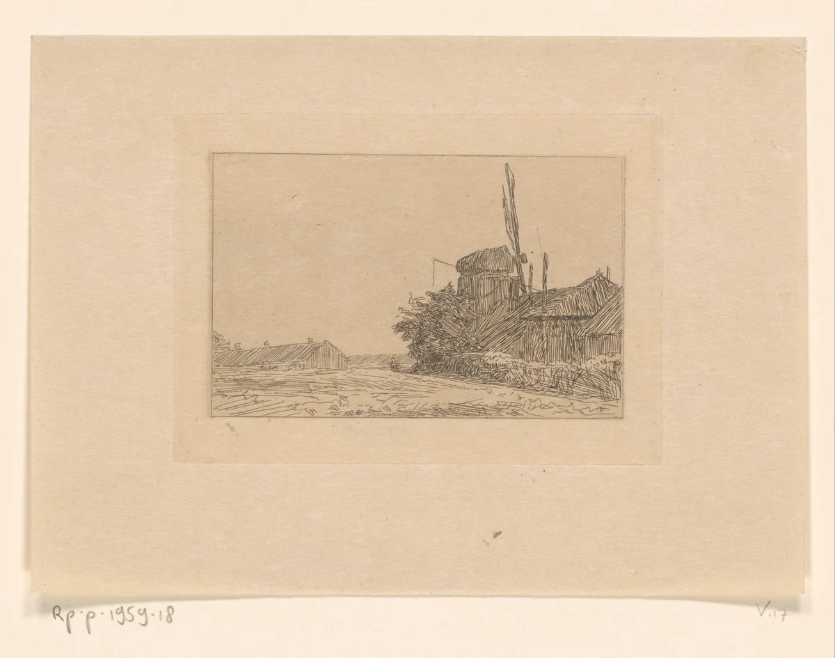 Molen te Laren by Jan Veth, print, 1886