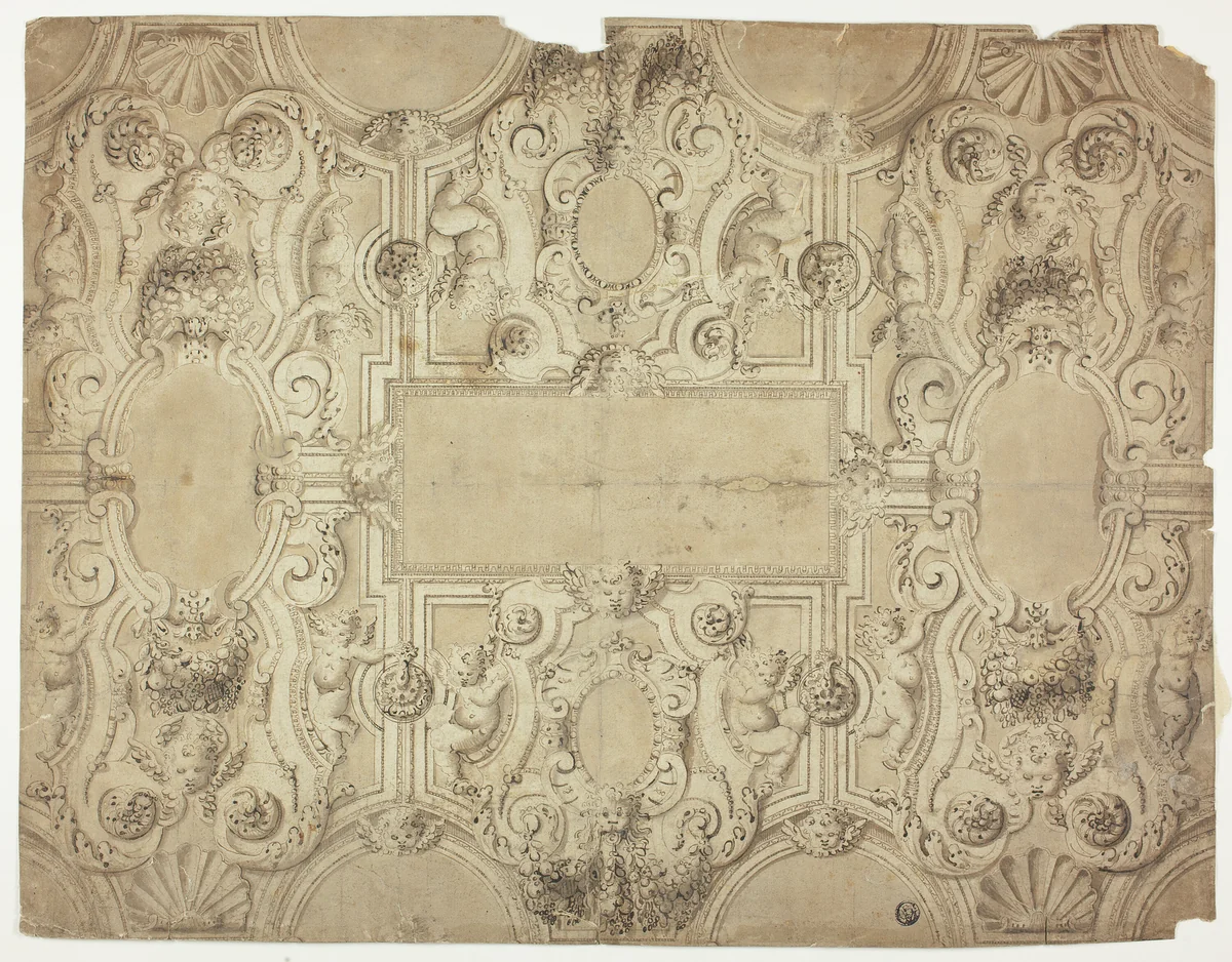 Design for a Ceiling Decoration by Unknown Artist, drawing, 1600-1699