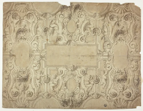 Design for a Ceiling Decoration by Unknown Artist, drawing, 1600-1699
