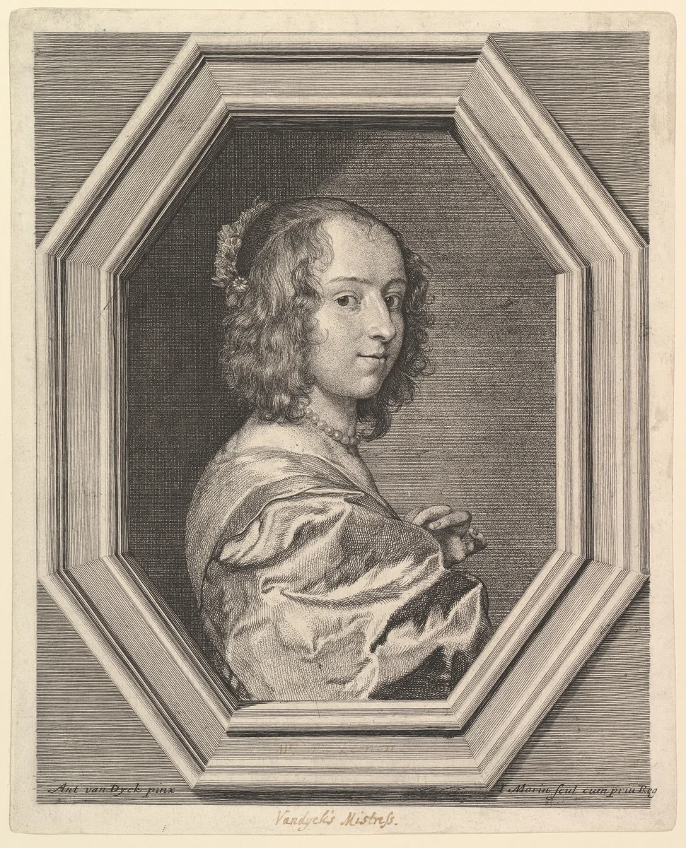 Marguerite Lemon, maitresse d'Antoine van Dyck by Jean Morin, print, 1605-1650